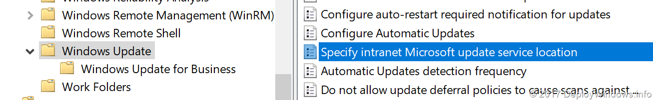 Specify intranet Microsoft update service location 