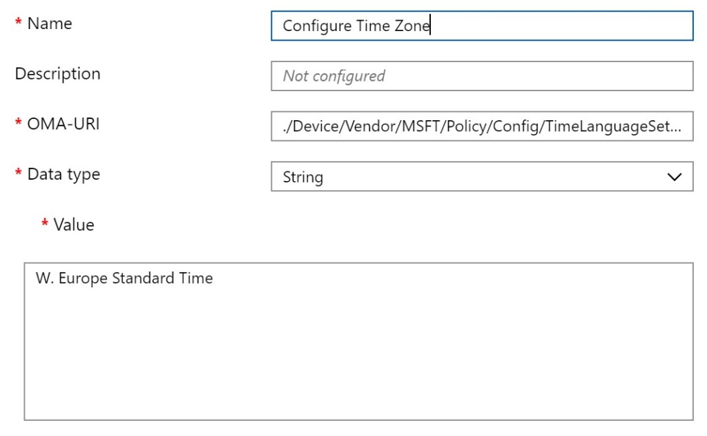 TimeZone config with Intune