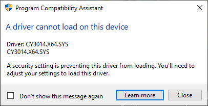 Case of “driver cannot load on this device”